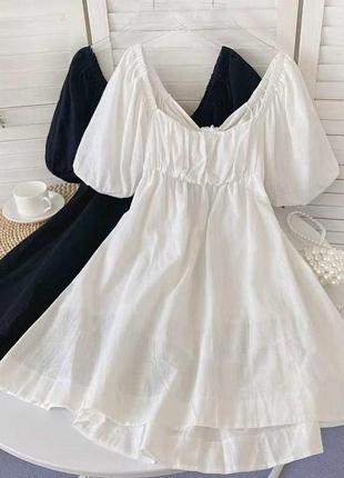 Невероятно легкое и дышащее льняное платье с бантом белый
