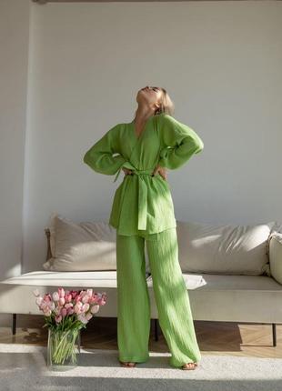 Женский костюм "kimono" салатового цвета р.s 408823