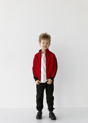 Спортивный костюм на мальчика цвет красный с черным р.128 407376