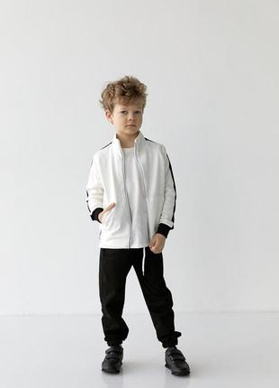 Спортивний костюм на хлопчика білий із чорним р.170 406655