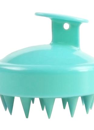 Силиконовая щетка-массажер для мытья головы 8 см - зелёная
