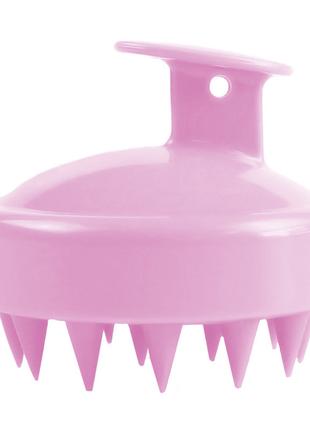 Силиконовая щетка-массажер для мытья головы 8 см - розовая