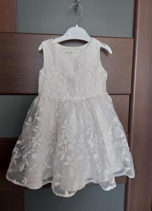 Волшебное белоснежное платье на праздник 12-18 месяцев debenhams