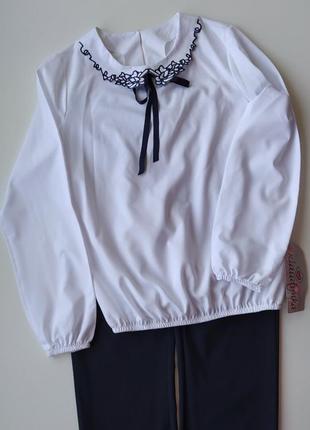 Белая праздничная школьная блузка польша р.146-152