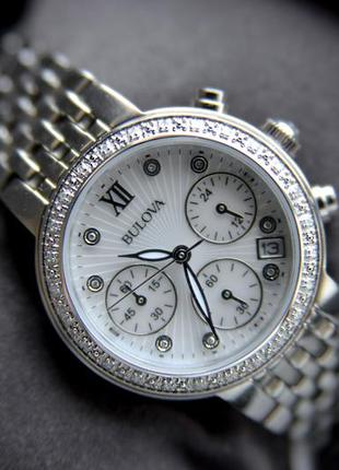 Діаманти! жіночий годинник хронограф bulova з діамантами