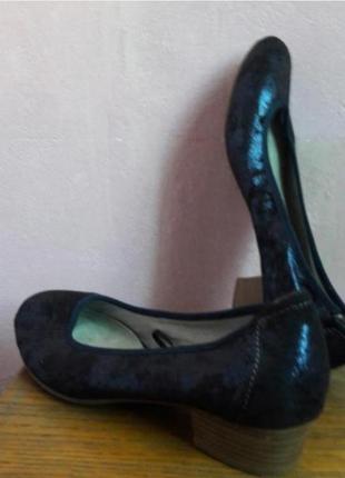 Темно сині металік балетки туфлі