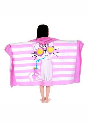 Детское пляжное полотенце с капюшоном пончо ( махра 76 х127 см...