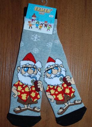 Теплые махровые новогодние носки носки 8-9 ekmen санта