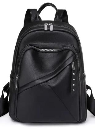 Женский рюкзак из кожзама класичесский 32х26х12 см Черный