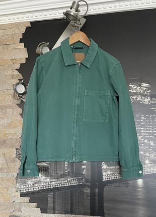 Джинсова куртка сорочка стильна зелена zara