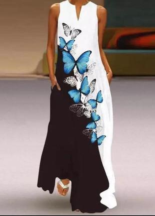 Летнее платье с бабочками