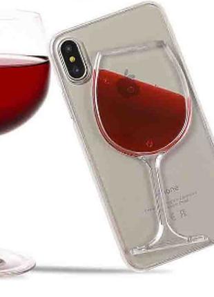 Прозрачный силиконовый чехол "Бокал вина" для iPhone X XS