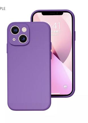 Фиолетовый силиковый фирменный чехол для iphone 13