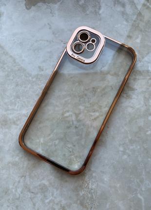 Прозорий силіконовий чохол для iphone 11 з золотим ободком
