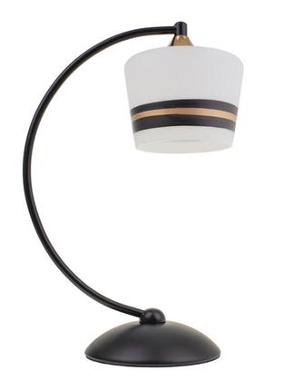 Настольная лампа декоративная черная с белым lk-708t/1 e27 bk+fg