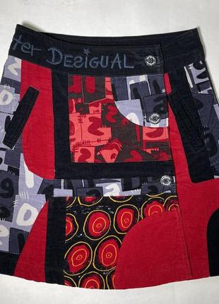 Интересная юбка patchwork desigual необычный психоделический п...