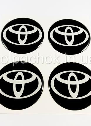 Наклейки для ковпачків на диски Toyota чорні/білий лого (60 мм)
