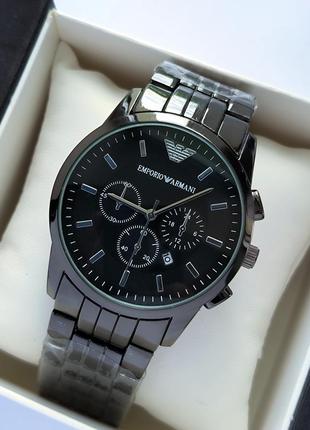 Стильные мужские часы черного цвета на металлическом браслете