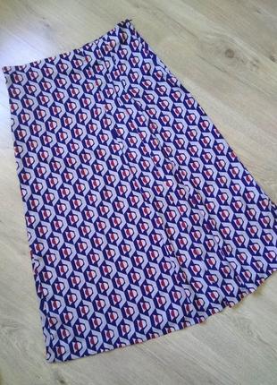 Стильная легкая летняя юбка-миди zara с геометрическим принтом