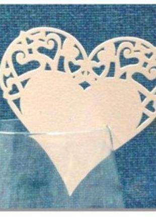 0391 декор бумажный ажурный для бокалов в форме сердца (уп 20 шт)
