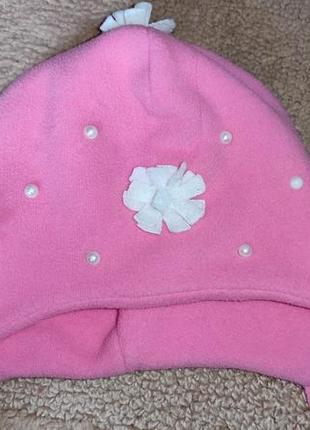Розовая флисовая шапочка для девочки