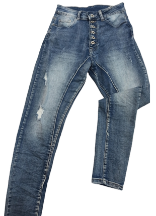 Італійські вузькі джинси з високою посадкой melly &co, стрейче...