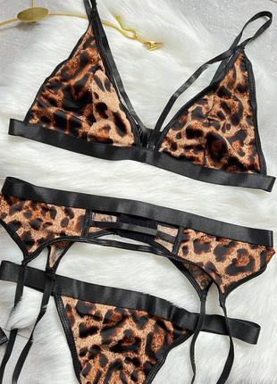 Леопардовий комплект жіночої білизни 🥰