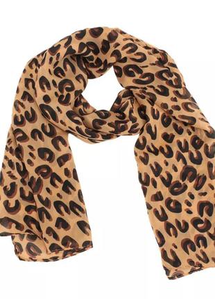 Легкий шифоновый леопардовый шарф