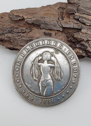 Монета сувенирная "Девушка" цвет - серебро арт. 03928