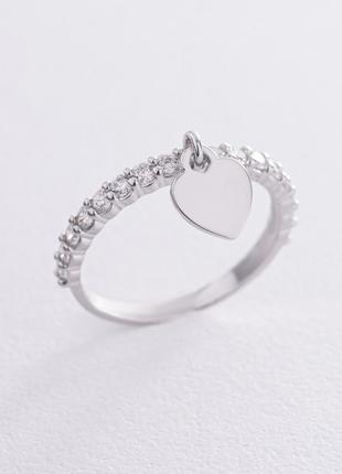 Серебряное кольцо "Сердечко" с фианитами 054780