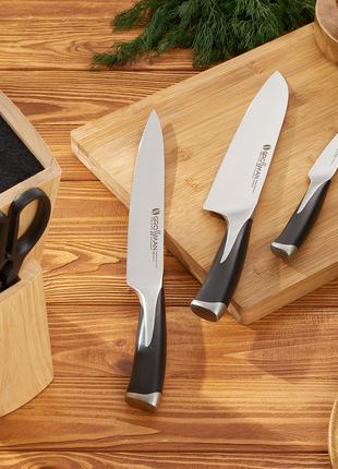 Набор ножей кухонных Оксфорд из 5 профессиональных ножей с под...