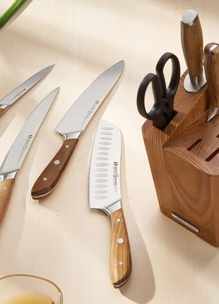 Кухонный набор из 6 профессиональных ножей и ножницами + подст...