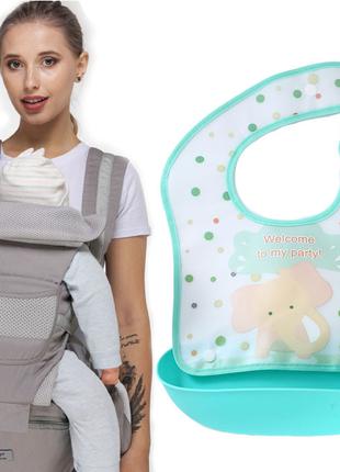 Хипсит, Эрго-рюкзак, кенгуру, переноска Baby Carrier 6в1 Серый...