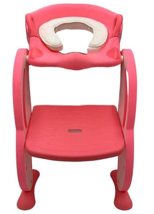 Детское сиденье на унитаз 2Life с лесенкой Розовый (n-1351)