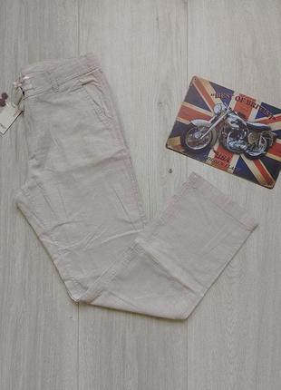 Льняные бежевые мужские брюки чинос р. 32 livergy