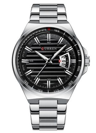 Классические мужские наручные часы Curren 8375 Silver-Black