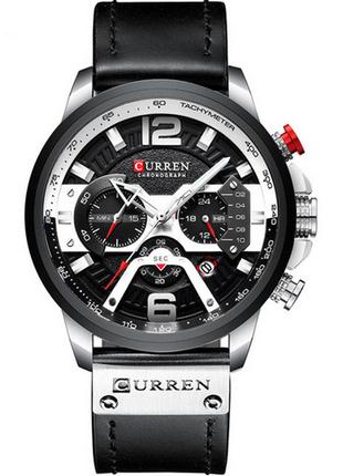 Классические мужские наручные часы Curren 8329 Black-Silver