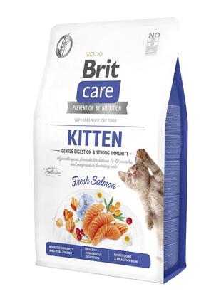 Сухий гіпоалергенний корм для кошенят Brit Care з лососем 2кг