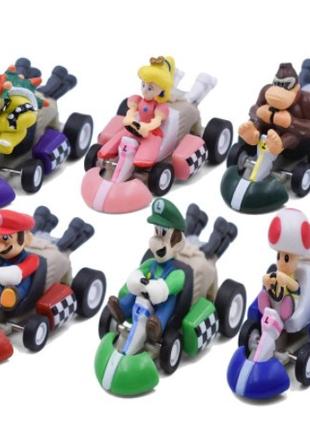 Супер Марио Super Mario игровые машинки для детей набор из 6 с...