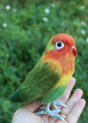Неразлучник попугай валяна іграшка з шерсті папуга інтерєрна птах
