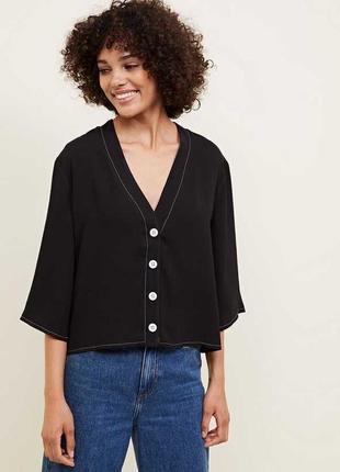 Блуза блузка new look с контрастными пуговицами и окантовкой р...