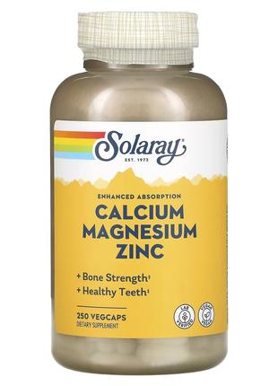 Кальций Магний Цинк, Calcium Magnesium Zinc, Solaray, 250 капсул