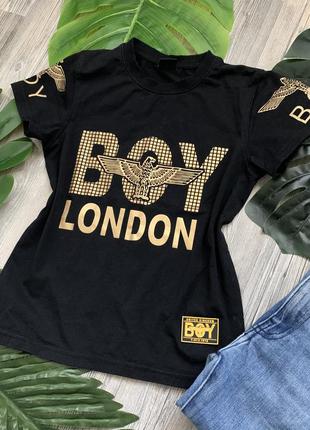 Чёрная детская стрейчевая футболка boy london на мальчика
