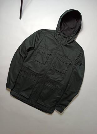 Куртка мужская темно - зелёная с капюшоном h&m. размер - l.
