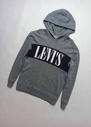 Кофта с капюшоном худи мужское серое levi's. размер - xl.