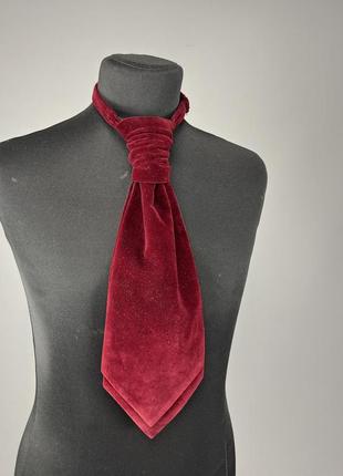 Краватка бордова, бархат, в стилі аскота, ширина 13 см, відмін...
