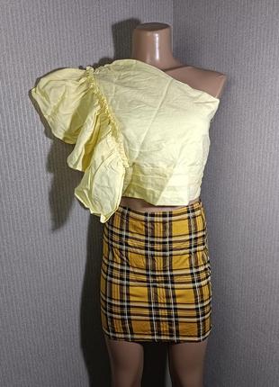 Комплект блуза -топ и юбка в желтых цветах