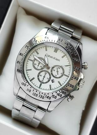 Металевий наручний годинник для чоловіків, сріблястий колір, б...