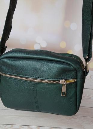 Жіноча сумка ілза – сумка з натуральної шкіри, колір зелений п...