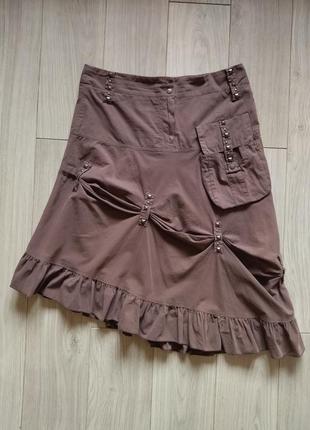 Асимметричная хлопковая юбка с карманчиком sisline